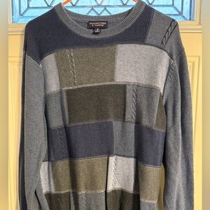 Roundtree & Yorke VTG Men's Patchwork Sweater - Cotton/Cashmere Sz M